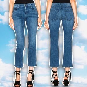 CURRENT/ELLIOTT The Kick Jean Stockton Mid Rise Distressed Cropped Baby Flares